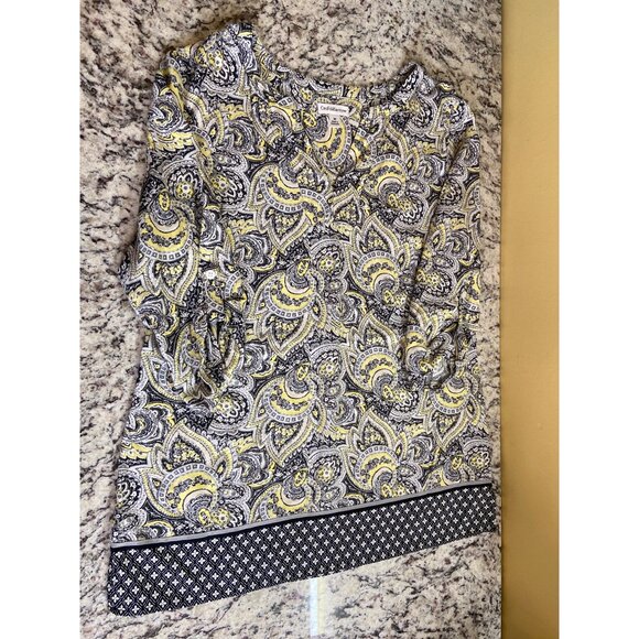 Croft Barrow Womens Medium Top Paisley 3/4 Sleeves Split Neck Retro - Picture 6 of 10